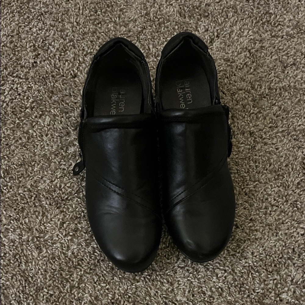 Black leather booties